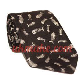 Andrew's Milano Black Fish Bone Extra Long Necktie