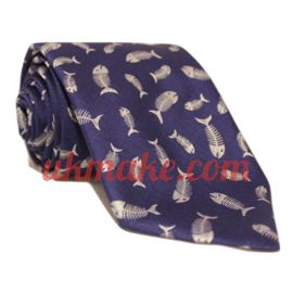 Andrew's Milano Blue Fish Bone Extra Long Necktie