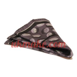 Andrew's Milano Grey and Black Pocket Square - Circle Pattern
