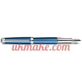 Caran D'Ache SILVER-PLATED, RHODIUM-COATED LÉMAN GRAND BLEU FOUNTAIN PEN