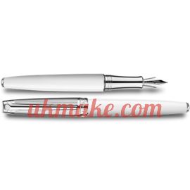 Caran D'Ache SILVER-PLATED, RHODIUM-COATED LÉMAN BICOLOR WHITE FOUNTAIN PEN
