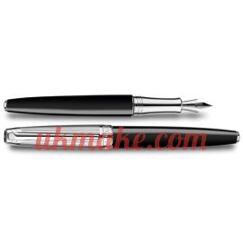 Caran D'Ache SILVER-PLATED, RHODIUM-COATED LÉMAN BICOLOR BLACK FOUNTAIN PEN
