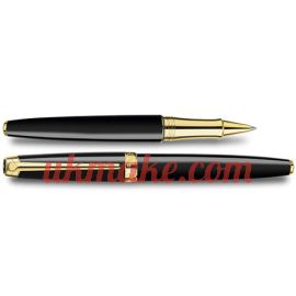 Caran D'Ache GOLD-PLATED LÉMAN EBONY BLACK ROLLER PEN