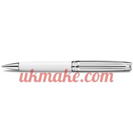 Caran D'Ache SILVER-PLATED, RHODIUM-COATED LÉMAN BICOLOR WHITE BALLPOINT PEN