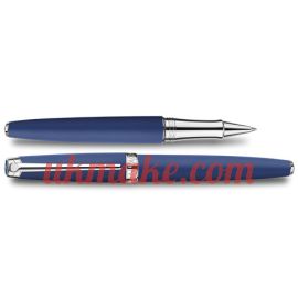 Caran D'Ache SILVER-PLATED, RHODIUM-COATED LÉMAN BLUE NIGHT MATT ROLLER PEN